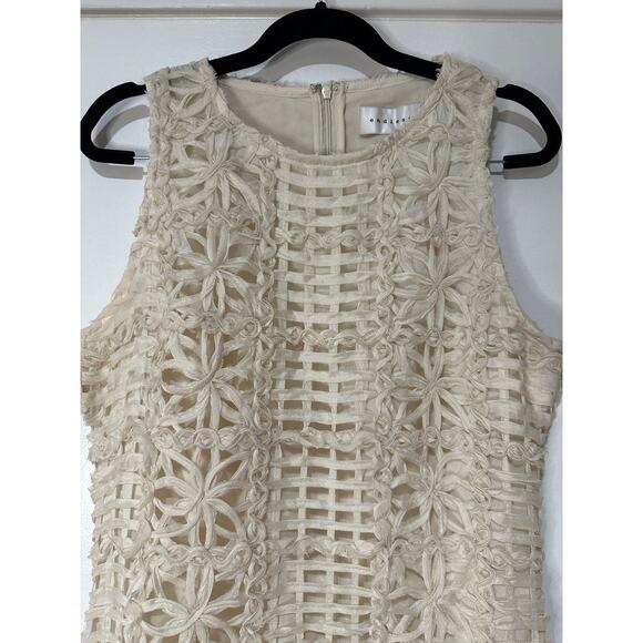 Nordstrom Endless Rose Sleeveless Textured Lace Midi Dress Ivory Size Large NWT - Picture 3 of 15